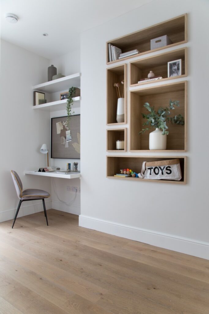 wall shelf inserts with laminate flooring