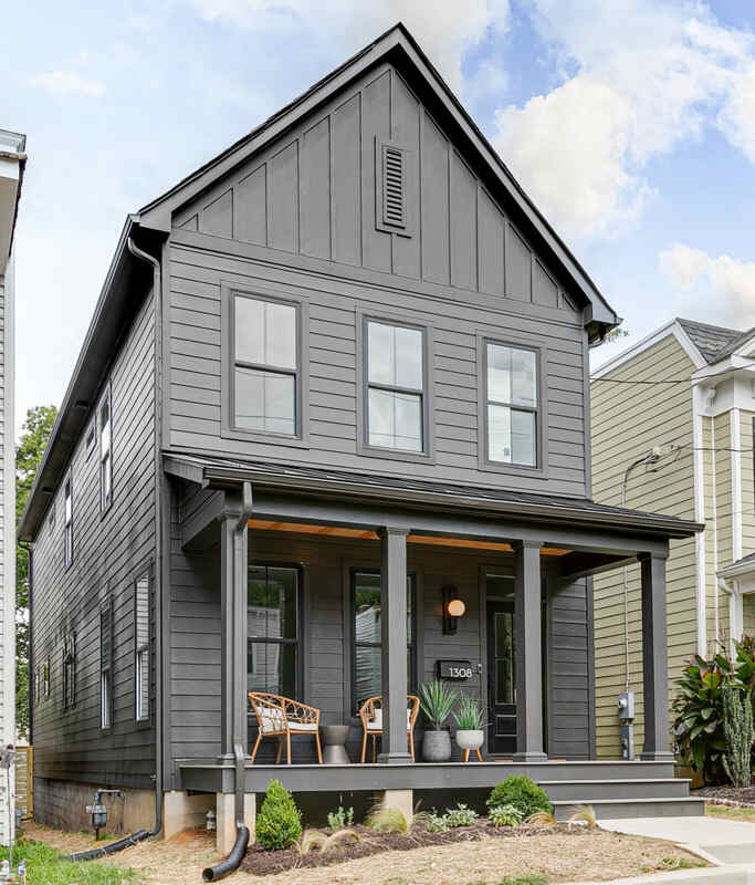 Black Clapboard Siding With Traditional Porches and Columns