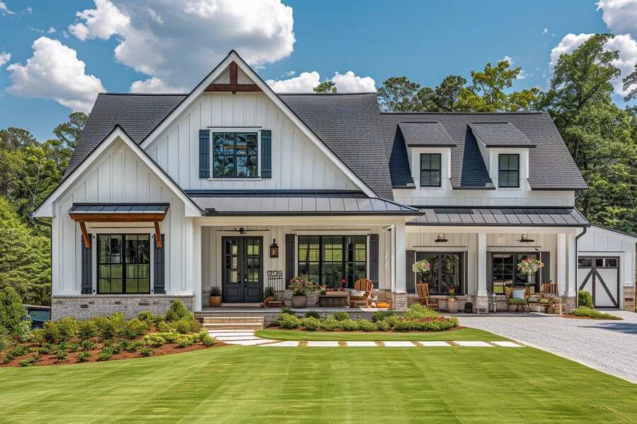 Colonial White House Black Trim Accent