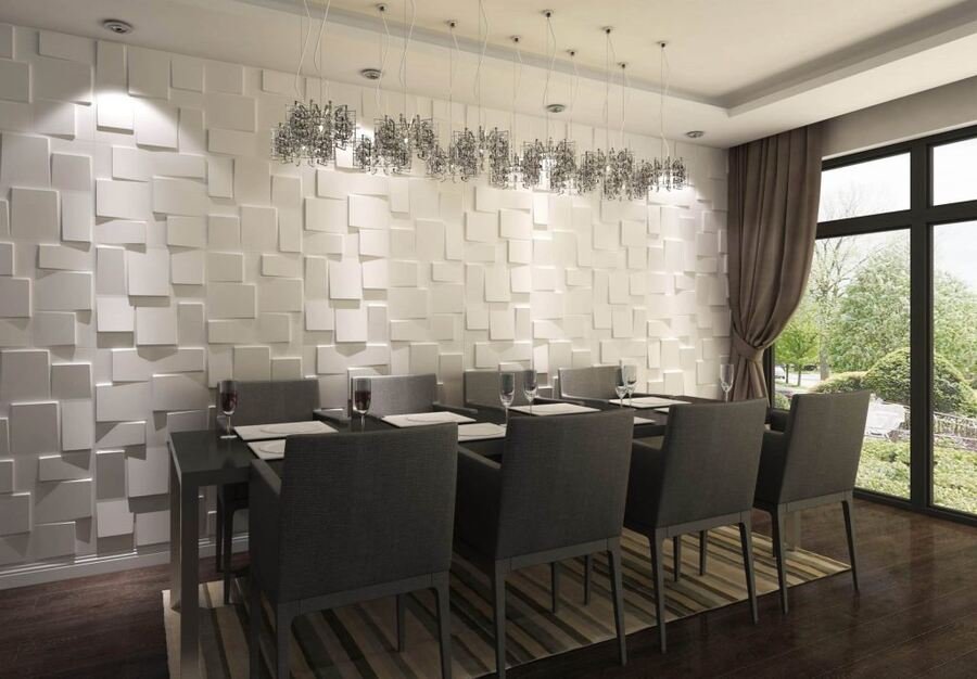 3D Textured Half Wall Paneling