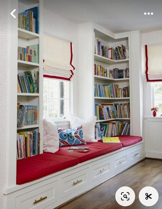 Bay Window Reading Nook Shelves