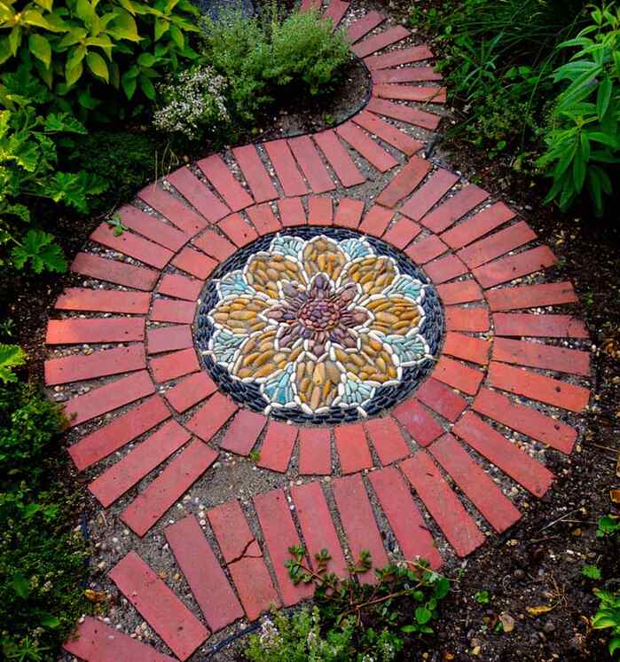 Brick and Pebble Garden Paths