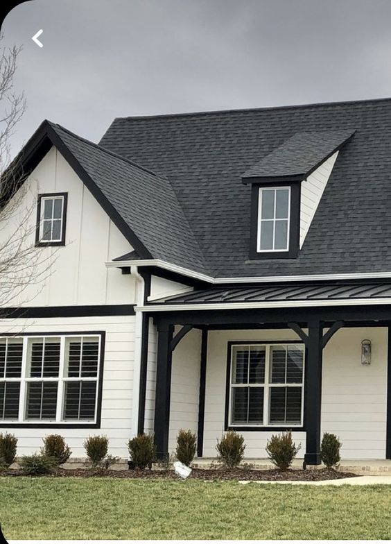 White Stucco House with Charcoal Gray