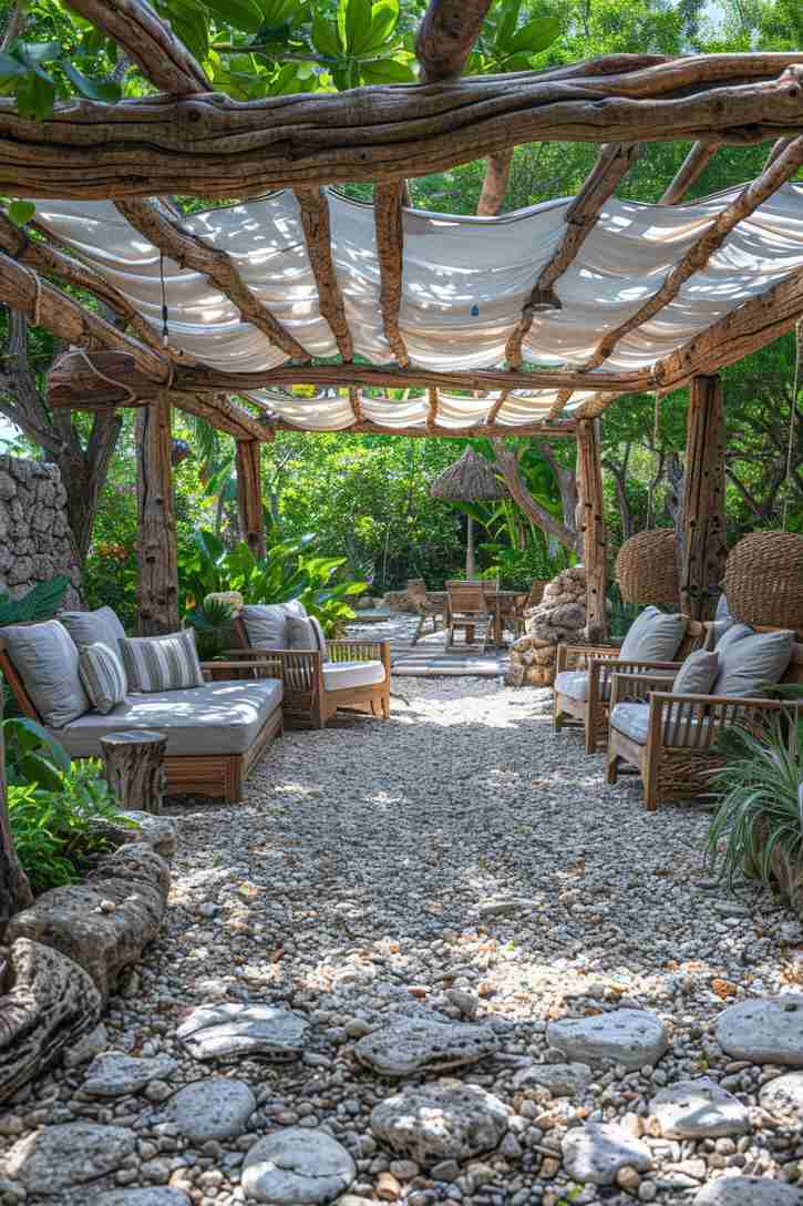 Rustic Wine Barrel Patio on Gravel