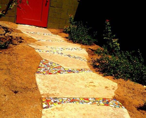 Stepping Stones with Concrete and Broken Pots