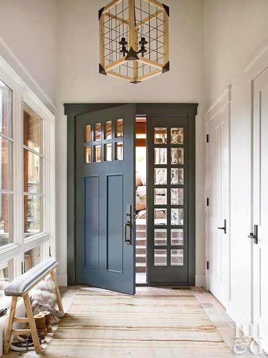 Double Panel Front Door with Single Sidelight