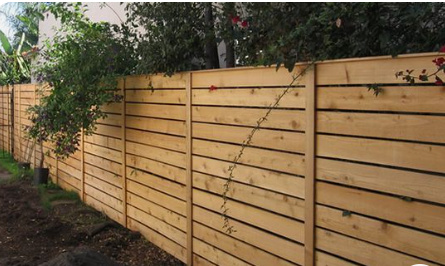 Horizontal Wood Slat Fences for Ranch