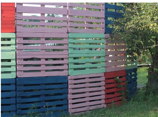 Multicolored Pallet Fence