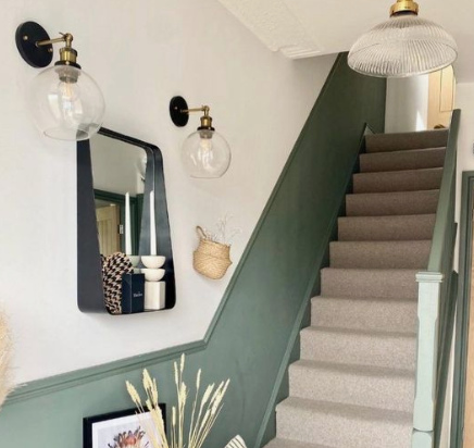 Simple Sage Green Stair Panelling