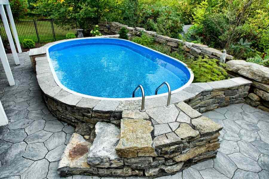 Stone Wall Surrounding the pool