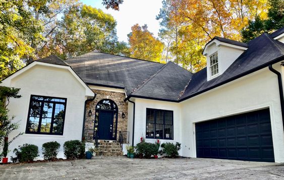 White Stucco House with Black