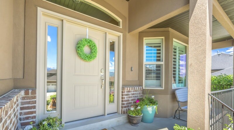 Front Door with Textured Glass Sidelight