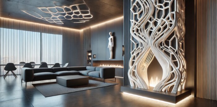 3D-Printed Fireplaces in Living Room