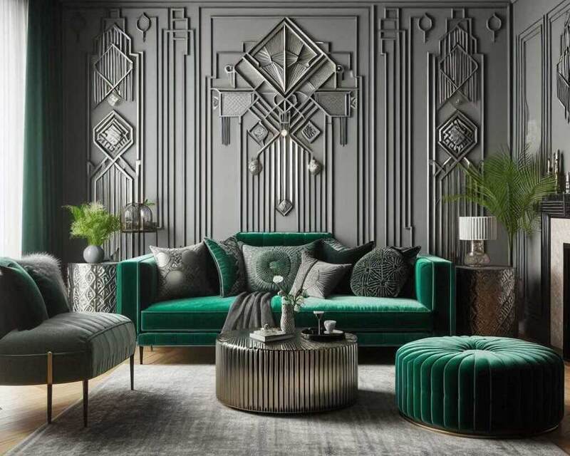 Elevate Glamour with Art Deco Allure in Living Room