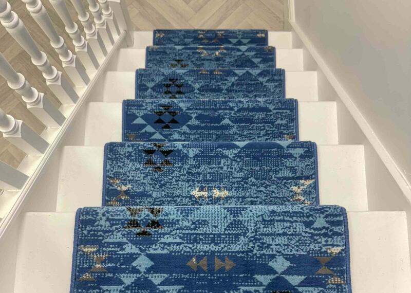 Calming Shades of Blue Stair Runner