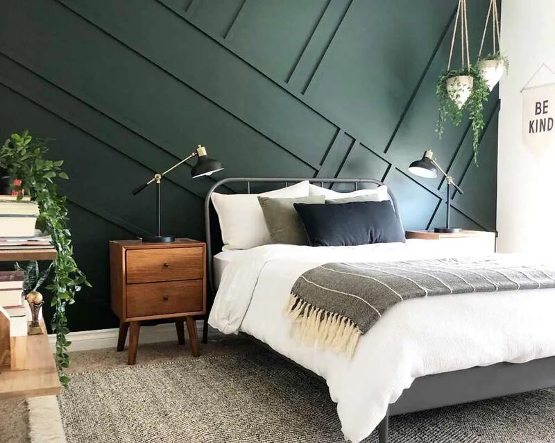 Dark green Bedroom with Boho Style