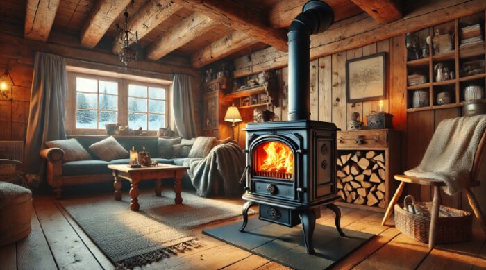 Wood-Burning Stoves in Living Room