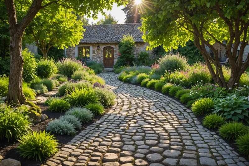 Cobblestone Front Walkway for Old-World Charm