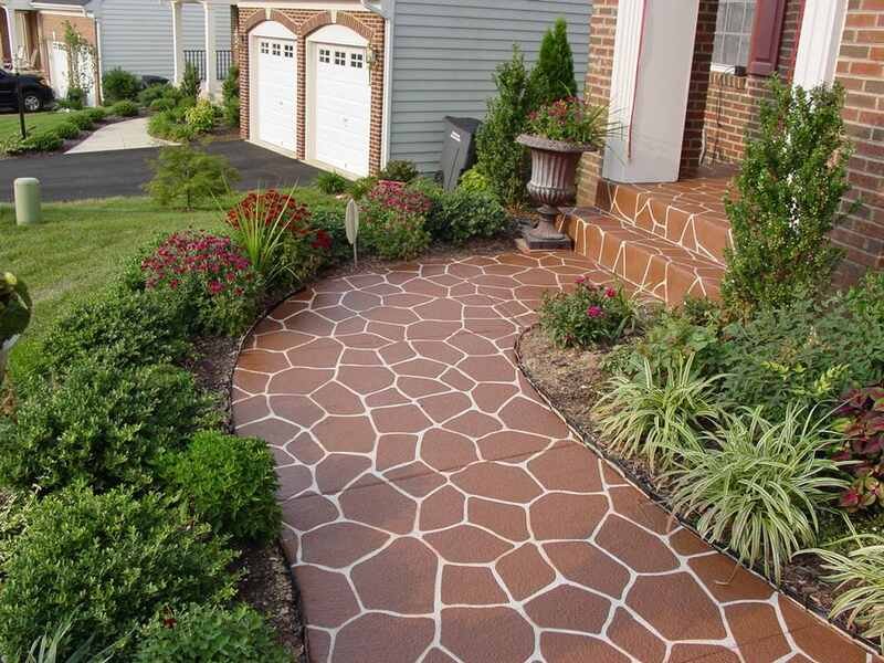 Concrete Stencil Front Walkway