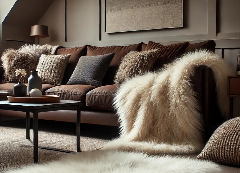 Cozy Textures for Dark Brown Couch Living Room