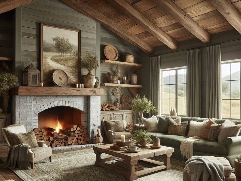 Elegance with Rustic Refinement in Living Room
