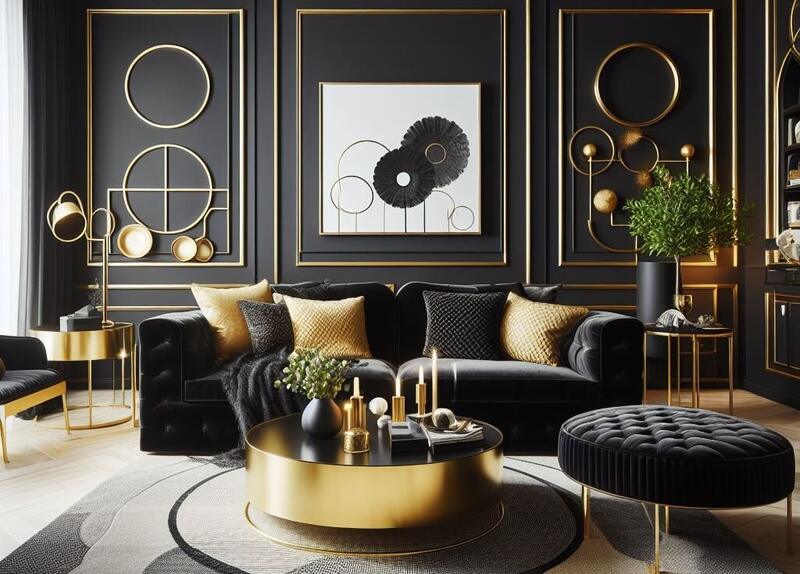 Accent with Gold Glamorous Touch in Living Room