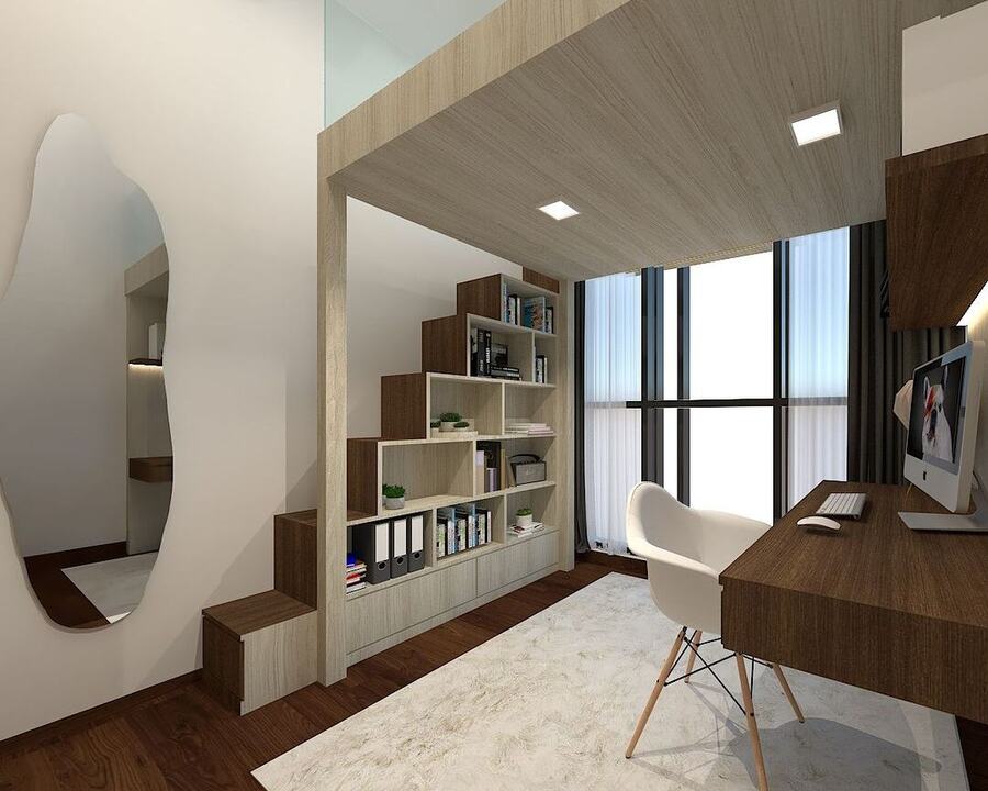 Loft Bed with Storage Underneath the Staircase