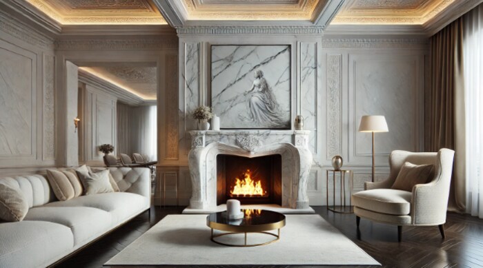 Marble Designed Fireplaces in Living Room