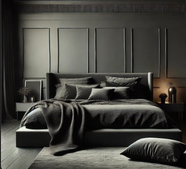 Aesthetic Black Bedroom With Matte Finish