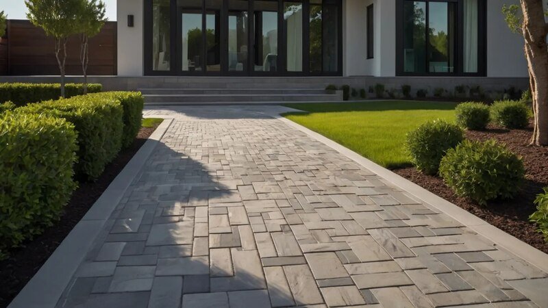 Patterned Paver Front Walkway