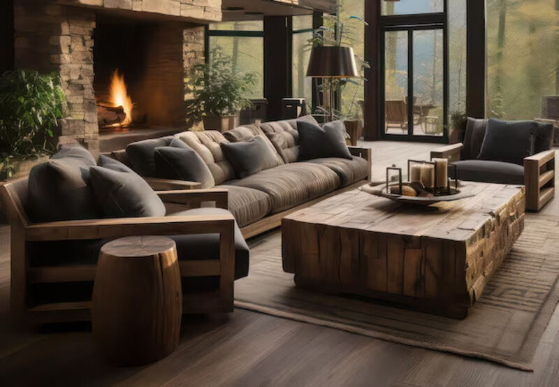 Dark Brown Couch and Rustic Charm