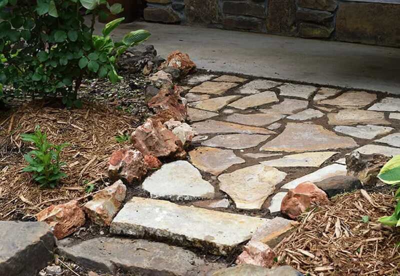 Rustic Flagstone Front Walkway