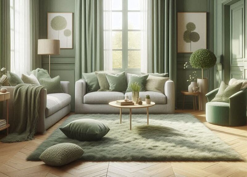 Living Room with Sage Green Serenity