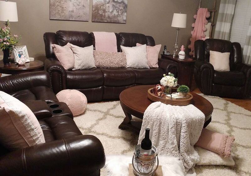 Soft Pastels Tone with Dark Brown Couch