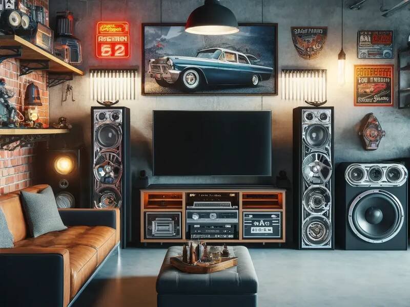 Garage Man Cave With Sound System