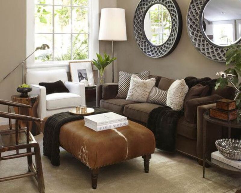 Textured Throw Pillows With Dark Brown Couch Living Room