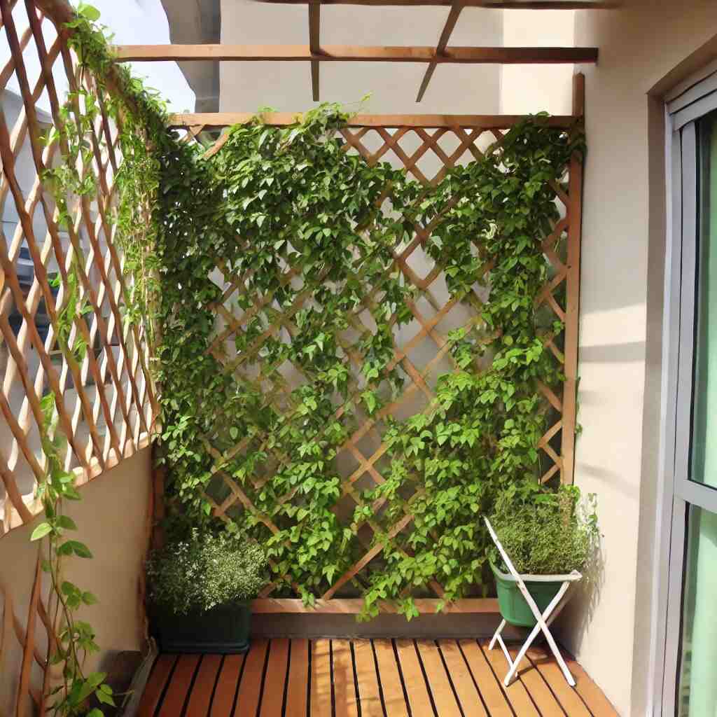 Trellis with Climbing Plants in the Balcony