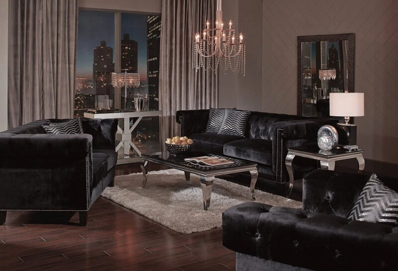 Luxury with Velvet Accents in Living Room