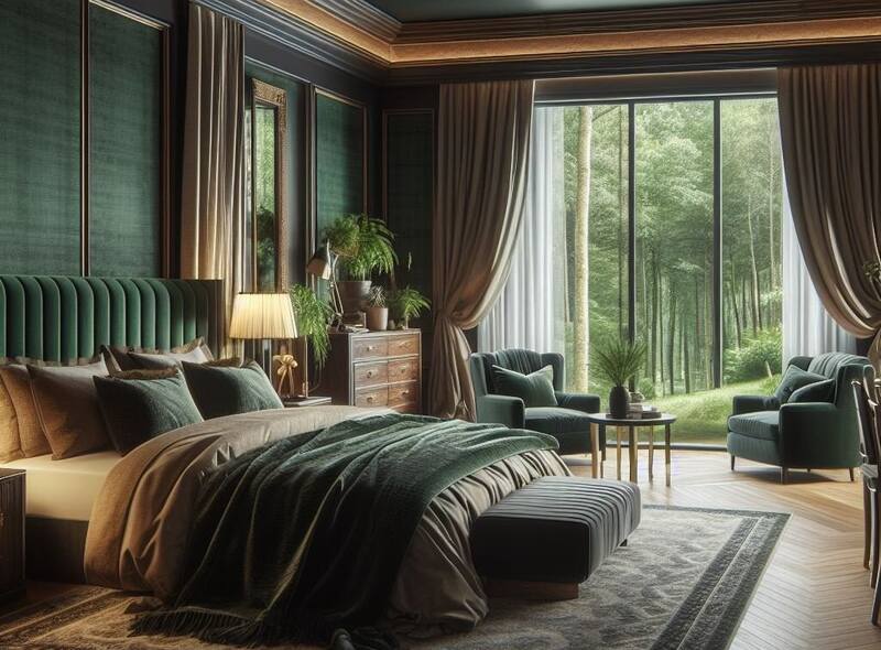 Velvet Furniture Addition to Green Bedroom