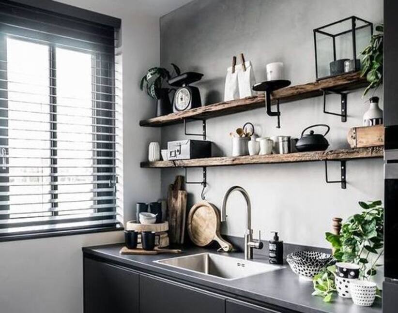 Exposed Concrete Backsplash kitchen