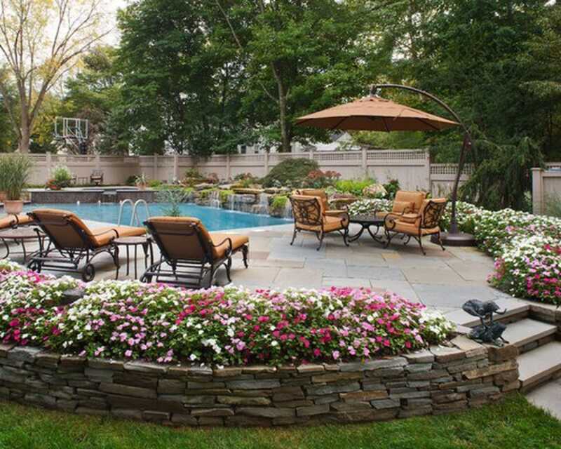 Plant Flower Beds Around the Spa 