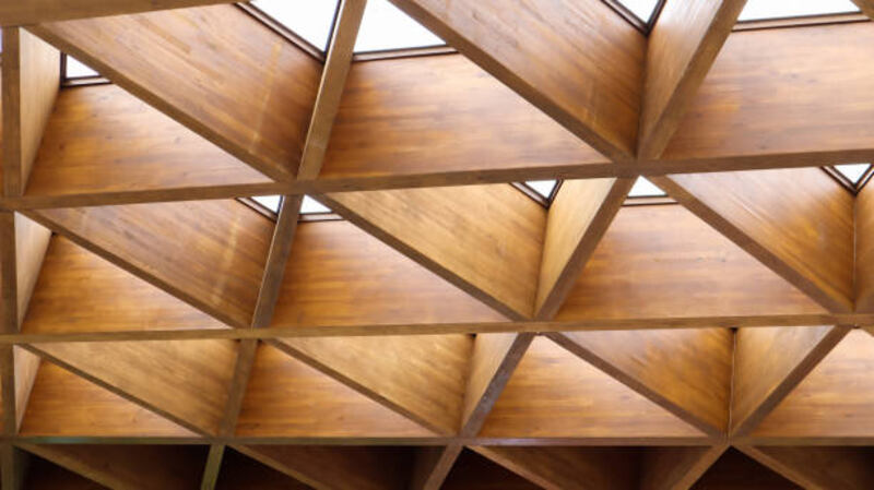 Geometric Plywood Ceiling Panels