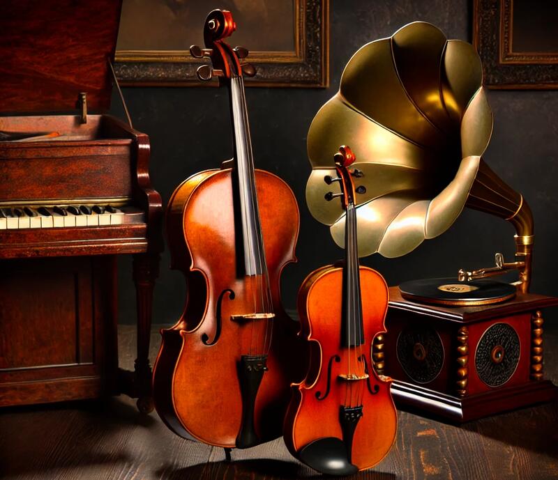 Vintage Musical Instruments in Room