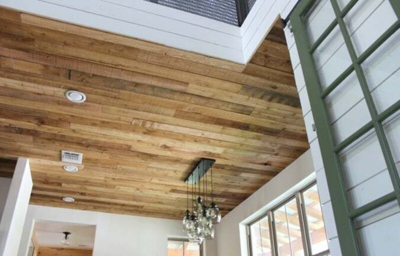 Rustic Barnwood Style Plywood Ceiling