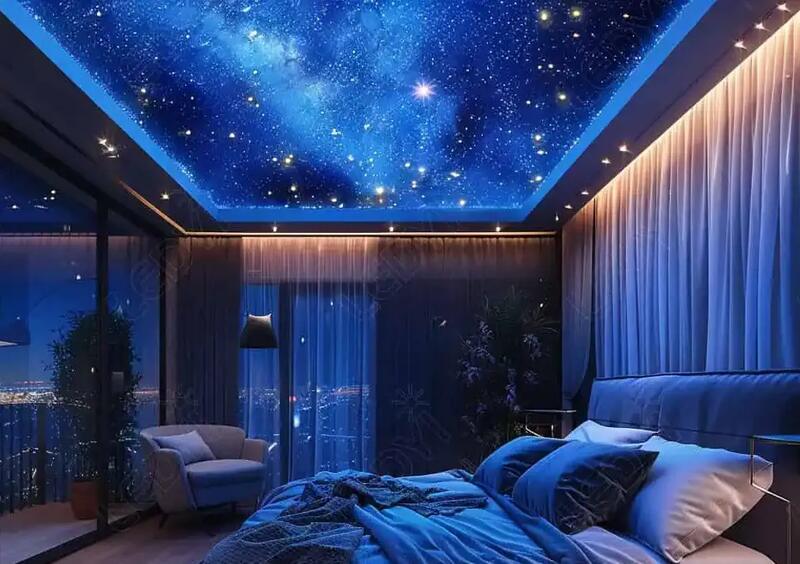 Starry Night Ceiling with Led Lights Baddie Aesthetic Rooms