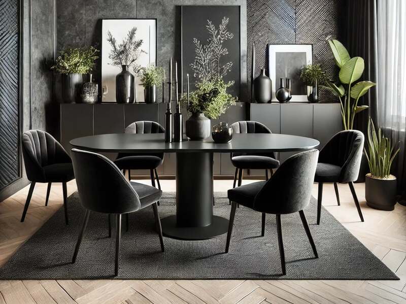 Black Textures Dining Room