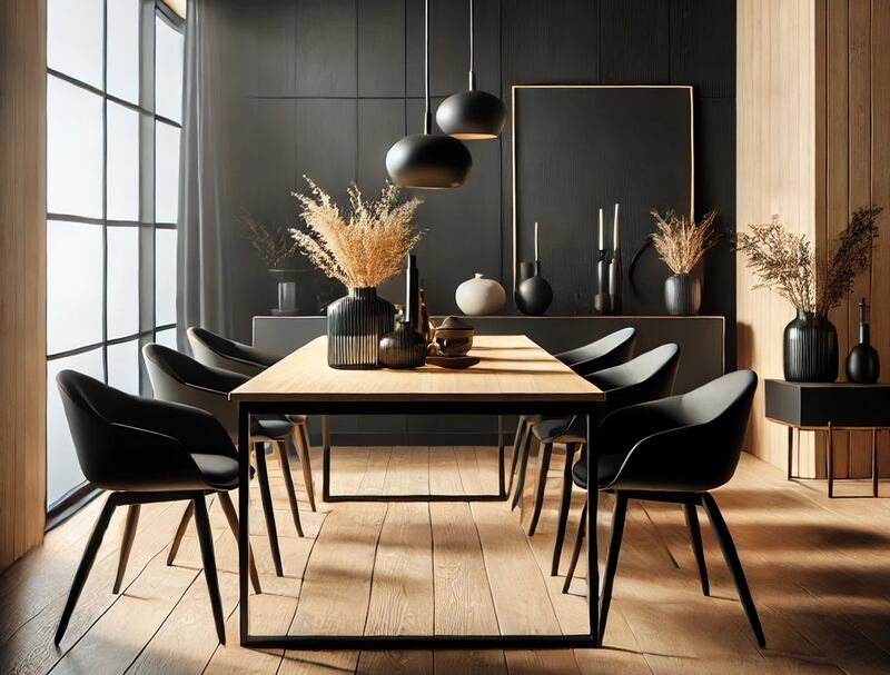 Black and Wood Blended Dining Room