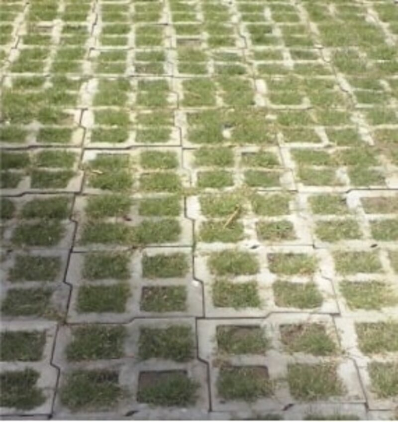 Grass infill paver patio design