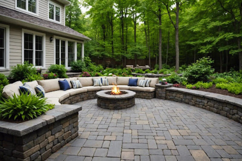 Classic herringbone paver pattern