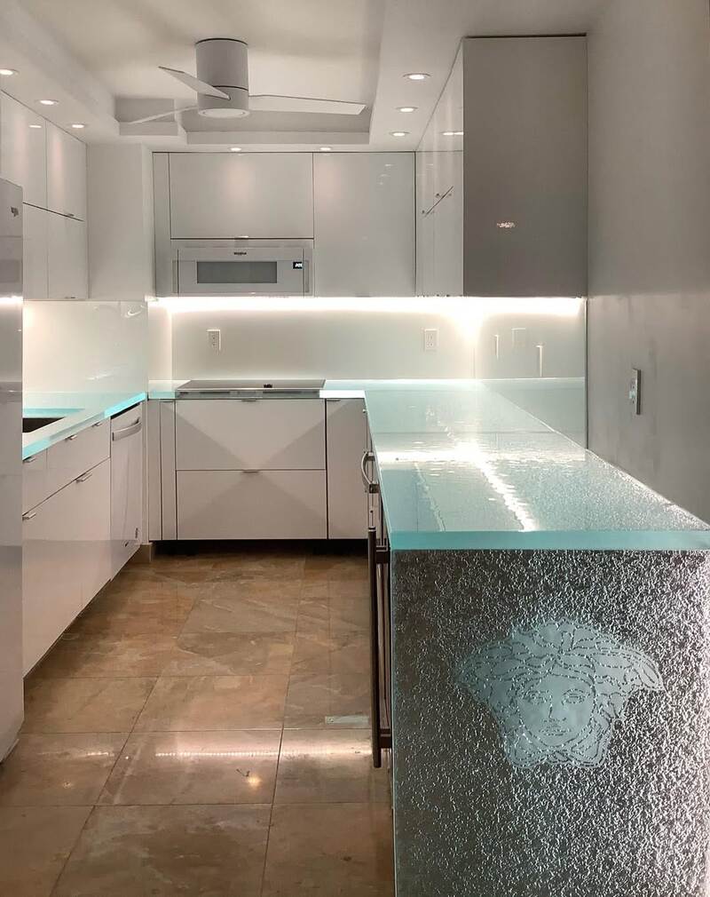 Glass kitchen countertop